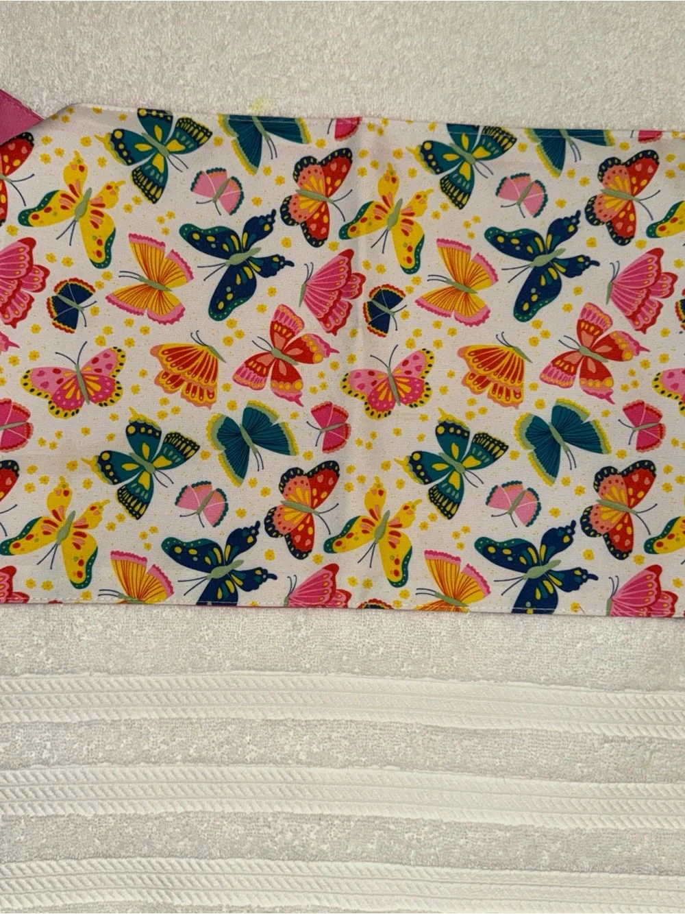 Colorful Butterfly Table Runner - White with Multicolor Butterflies